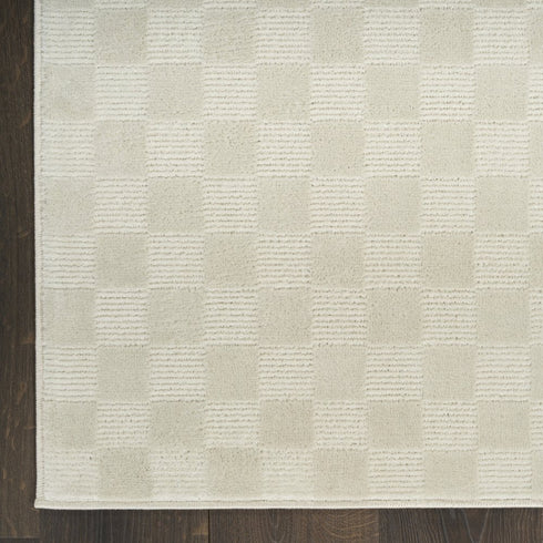 8' X 10' Ivory Checkered Area Rug