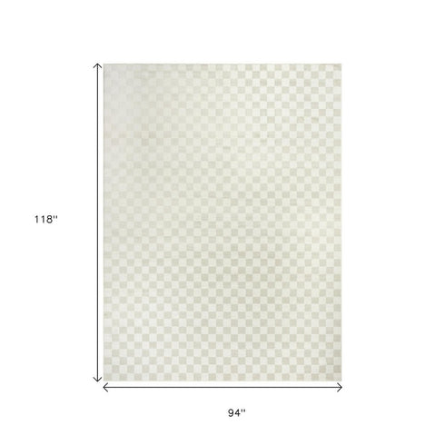 8' X 10' Ivory Checkered Area Rug