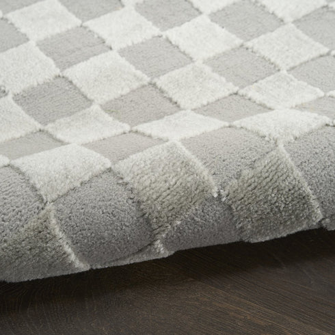 8' X 10' Gray Checkered Area Rug