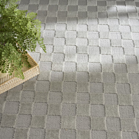 8' X 10' Gray Checkered Area Rug