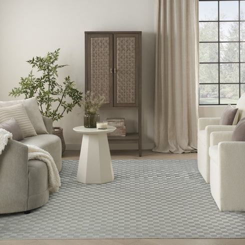8' X 10' Gray Checkered Area Rug
