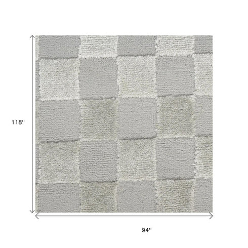 8' X 10' Gray Checkered Area Rug
