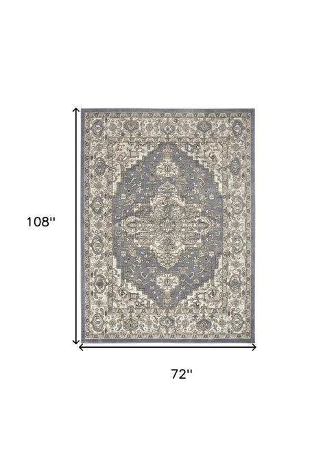 6' X 9' Blue Floral Area Rug