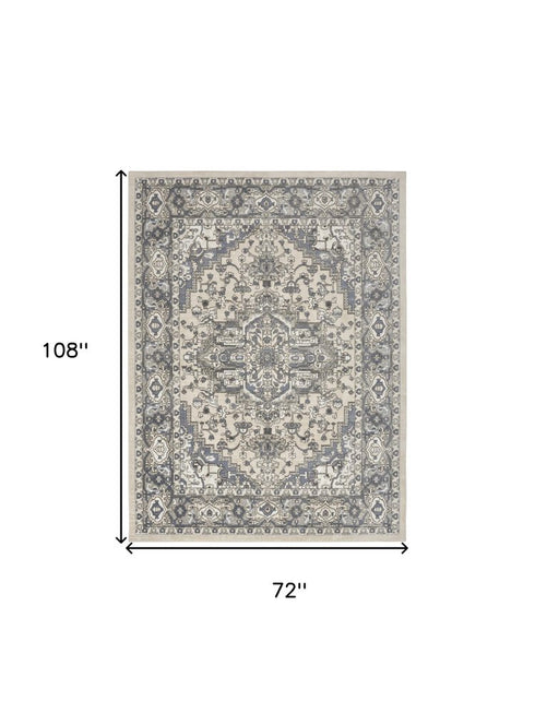 6' X 9' Blue Floral Area Rug