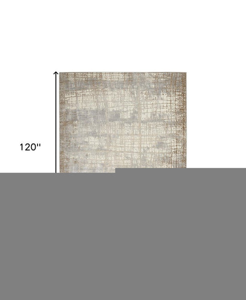 7' X 10' Ivory Abstract Power Loom Area Rug