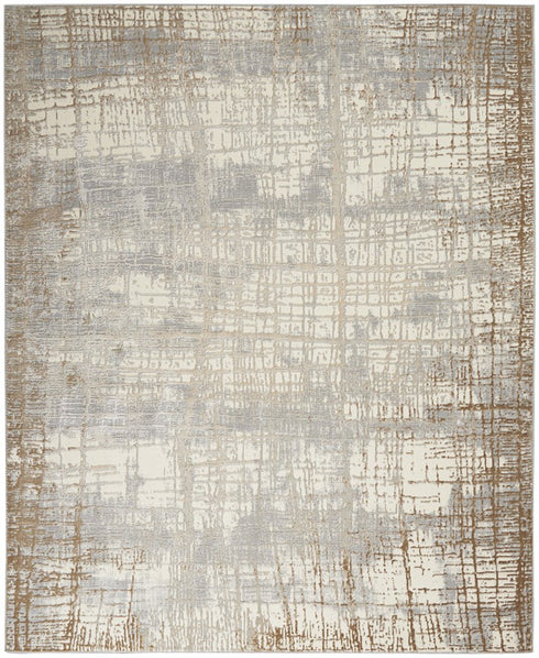 7' X 10' Ivory Abstract Power Loom Area Rug