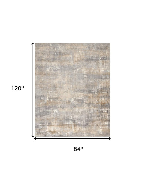 7' X 10' Gray Abstract Power Loom Area Rug