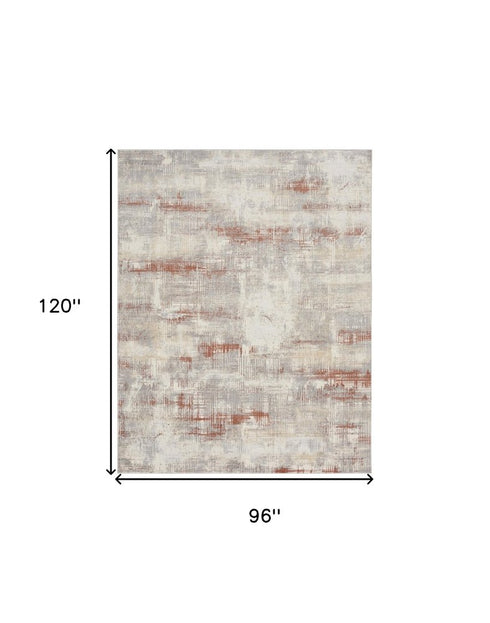 8' X 10' Gray Abstract Power Loom Area Rug