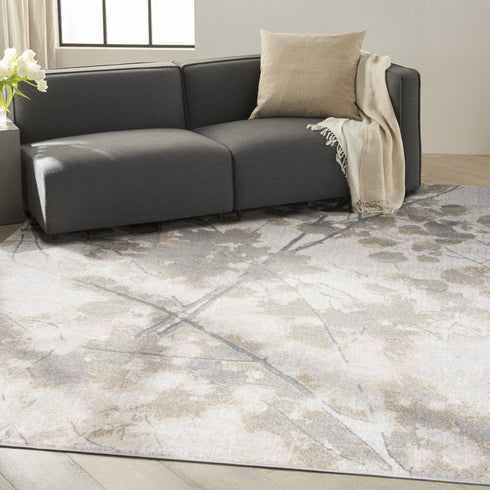 8' X 10' Gray Abstract Power Loom Area Rug