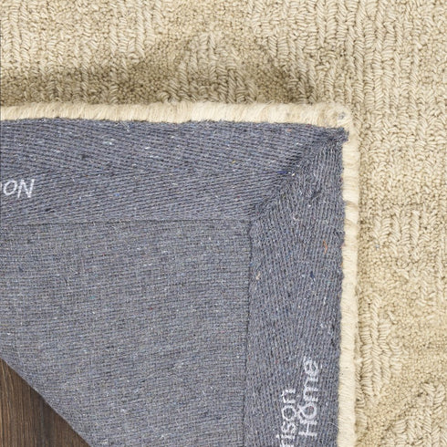 6' Beige Wool Geometric Hand Woven Runner Rug