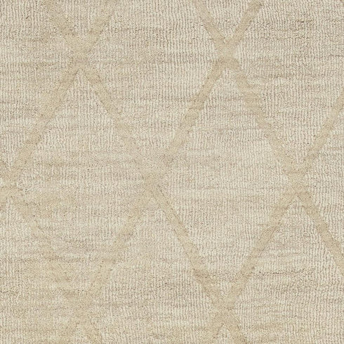 6' Beige Wool Geometric Hand Woven Runner Rug