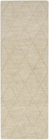 6' Beige Wool Geometric Hand Woven Runner Rug