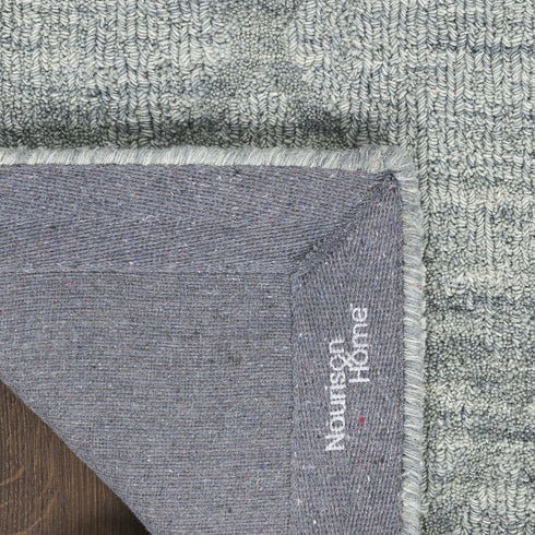 6' Blue Wool Geometric Hand Woven Runner Rug