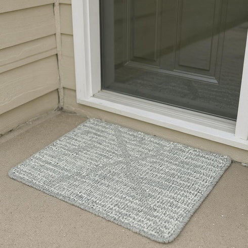 6' Blue Wool Geometric Hand Woven Runner Rug