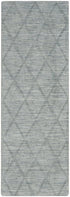 6' Blue Wool Geometric Hand Woven Runner Rug