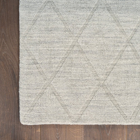 6' Gray Wool Geometric Hand Woven Runner Rug