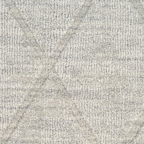 6' Gray Wool Geometric Hand Woven Runner Rug