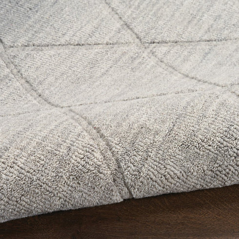 6' Gray Wool Geometric Hand Woven Runner Rug