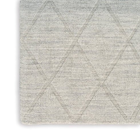 6' Gray Wool Geometric Hand Woven Runner Rug
