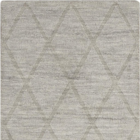 6' Gray Wool Geometric Hand Woven Runner Rug