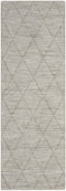 6' Gray Wool Geometric Hand Woven Runner Rug