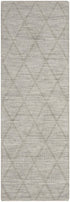 6' Gray Wool Geometric Hand Woven Runner Rug