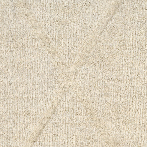 6' Ivory Wool Geometric Hand Woven Runner Rug