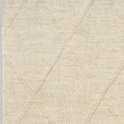 6' Ivory Wool Geometric Hand Woven Runner Rug