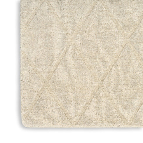 6' Ivory Wool Geometric Hand Woven Runner Rug