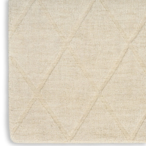 6' Ivory Wool Geometric Hand Woven Runner Rug