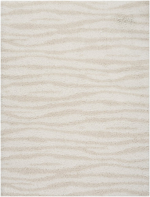 8' X 10' Beige Abstract Shag Power Loom Area Rug