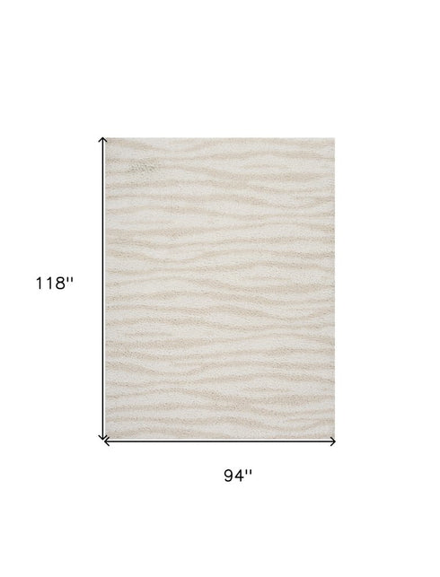 8' X 10' Beige Abstract Shag Power Loom Area Rug