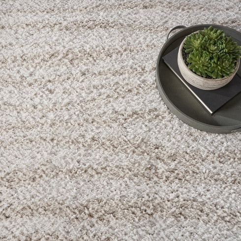 8' X 10' Beige Abstract Shag Power Loom Area Rug