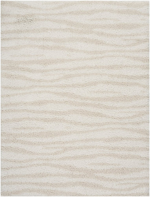 8' X 10' Beige Abstract Shag Power Loom Area Rug