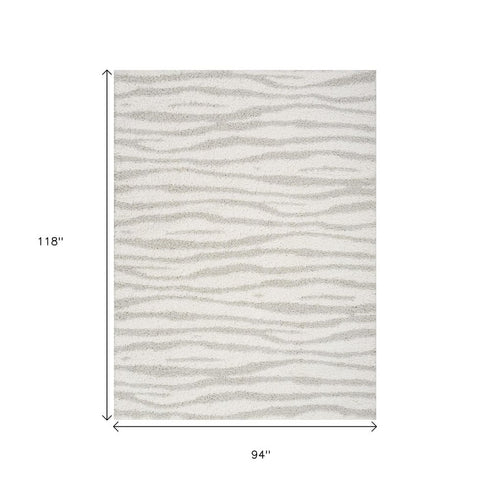 8' X 10' Gray Abstract Shag Power Loom Area Rug