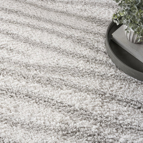 8' X 10' Gray Abstract Shag Power Loom Area Rug