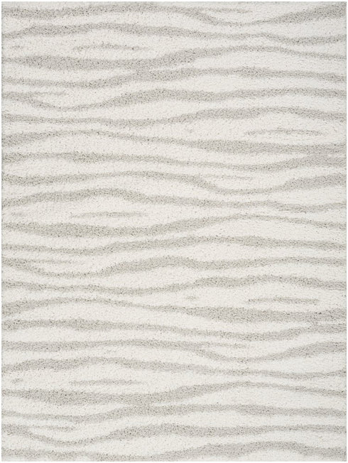 8' X 10' Gray Abstract Shag Power Loom Area Rug