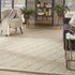 8' X 10' Beige Wool Geometric Hand Woven Area Rug