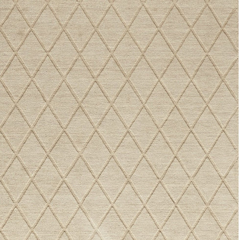 8' X 10' Beige Wool Geometric Hand Woven Area Rug