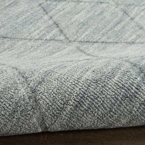 8' X 10' Blue Wool Geometric Hand Woven Area Rug