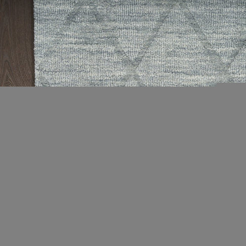 8' X 10' Blue Wool Geometric Hand Woven Area Rug