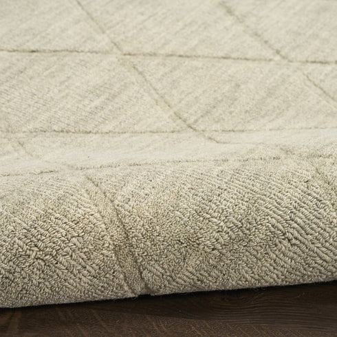 8' X 10' Green Wool Geometric Hand Woven Area Rug