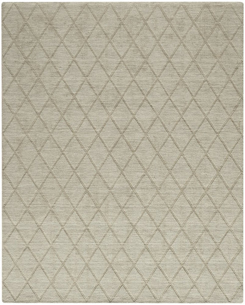 8' X 10' Green Wool Geometric Hand Woven Area Rug