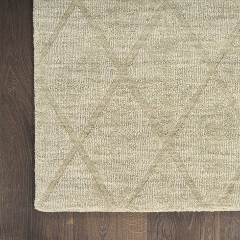 8' X 10' Green Wool Geometric Hand Woven Area Rug