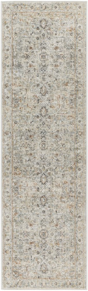 6' Gray Floral Worn Faded Runner Rug