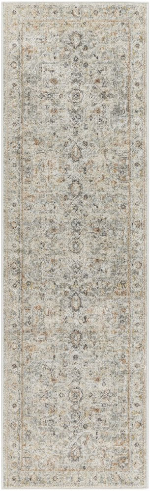6' Gray Floral Worn Faded Runner Rug