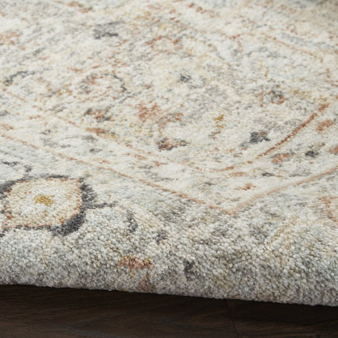 6' Gray Floral Worn Faded Runner Rug