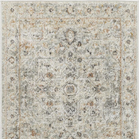 6' Gray Floral Worn Faded Runner Rug