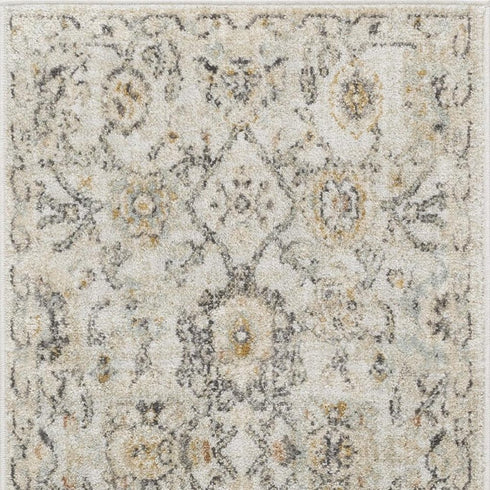 6' Gray Floral Worn Faded Runner Rug
