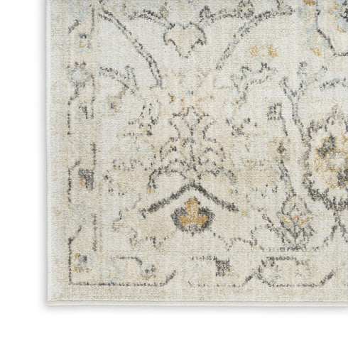 6' Gray Floral Worn Faded Runner Rug